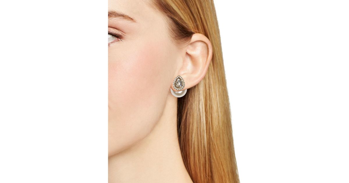Lyst Kenneth Jay Lane Faux Pearl Front Back Earrings In Metallic