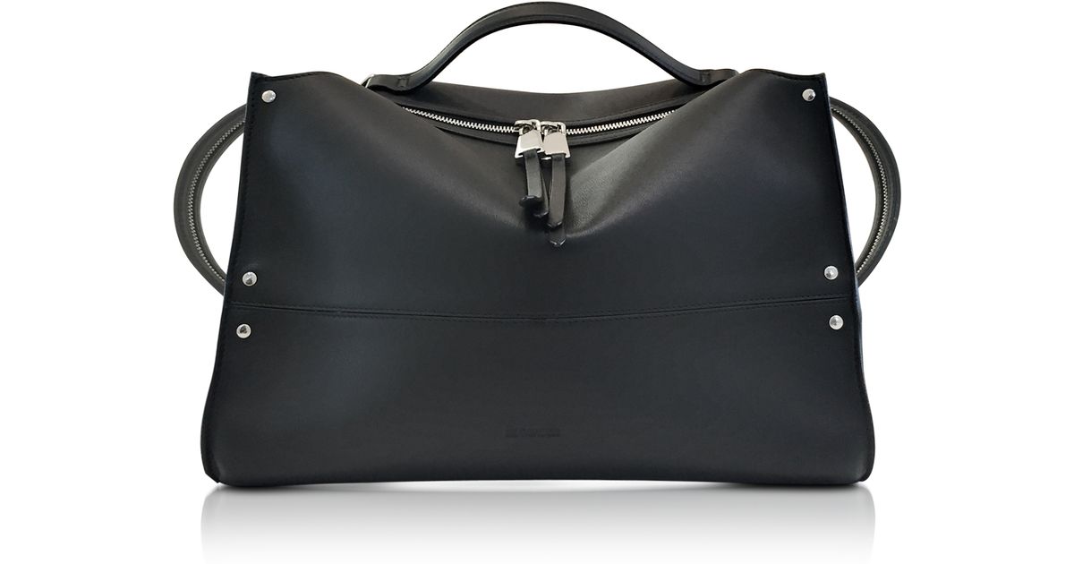 Lyst Jil Sander Black Leather Medium Clover Handbag In