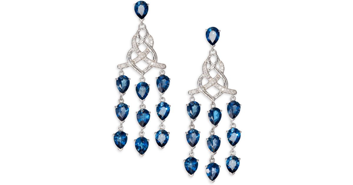 Lyst John Hardy Classic Chain London Blue Topaz Diamond Lyst John Hardy Classic Chain London Blue Topaz Diamond Sterling Silver Knot Chandelier Earrings In