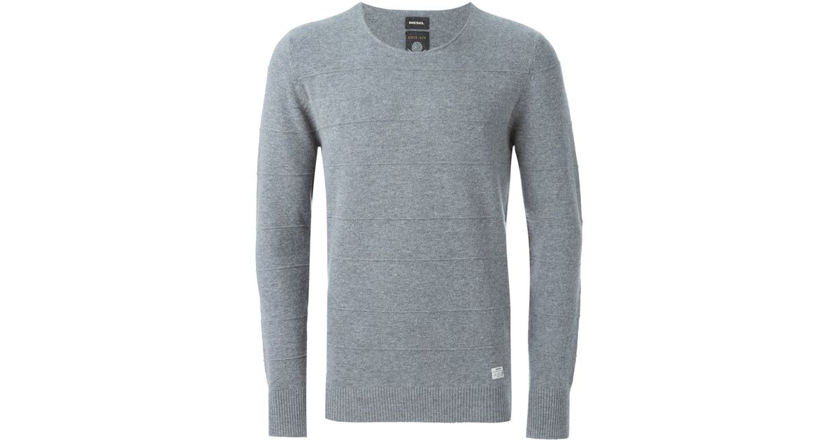 Diesel Horizontal Ribbed Sweater in Gray for Men | Lyst