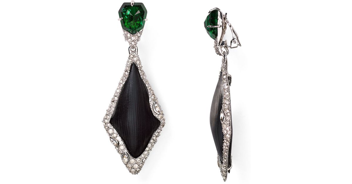 Lyst Alexis Bittar Lucite Fancy Dangling Clip On Earrings In Black