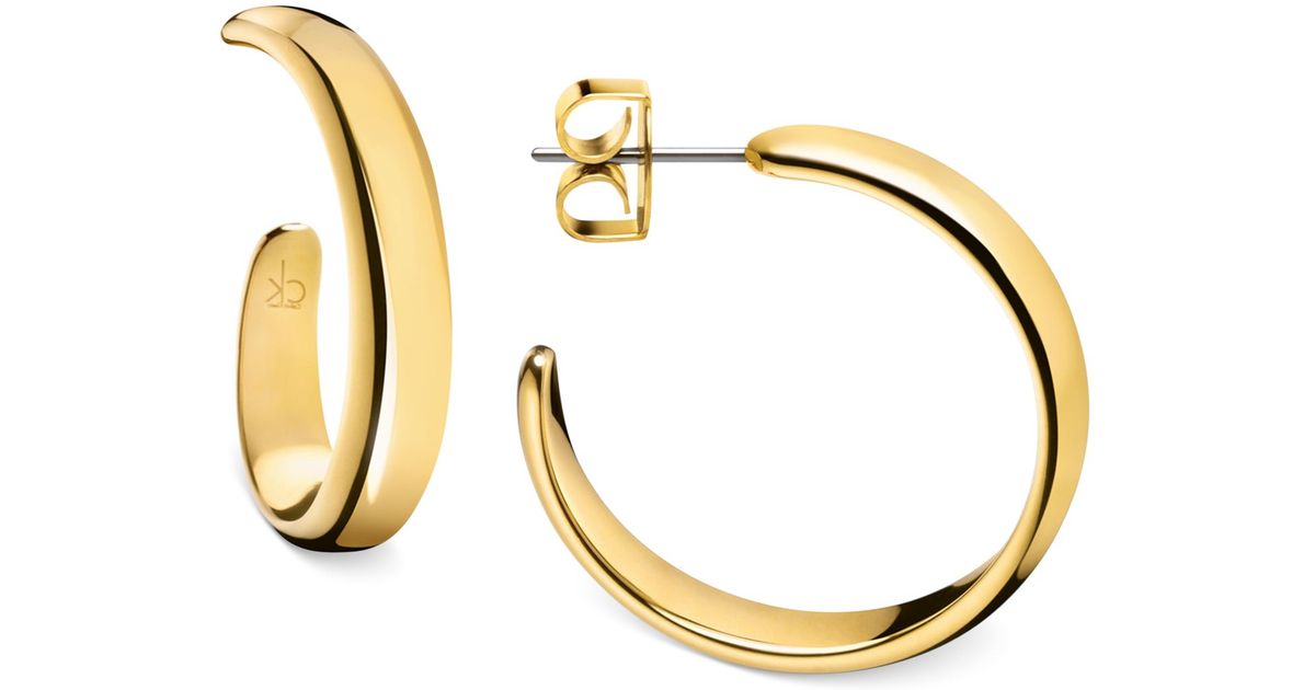 Lyst Calvin Klein Embrace Hoop Earrings In Metallic