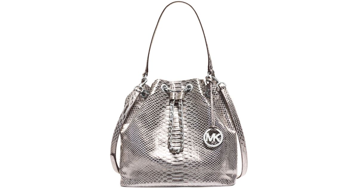 Lyst Michael Kors Frankie Metallic Embossed Leather Large Shoulder Lyst Michael Kors Frankie Metallic Embossed Leather Large Shoulder Bag In