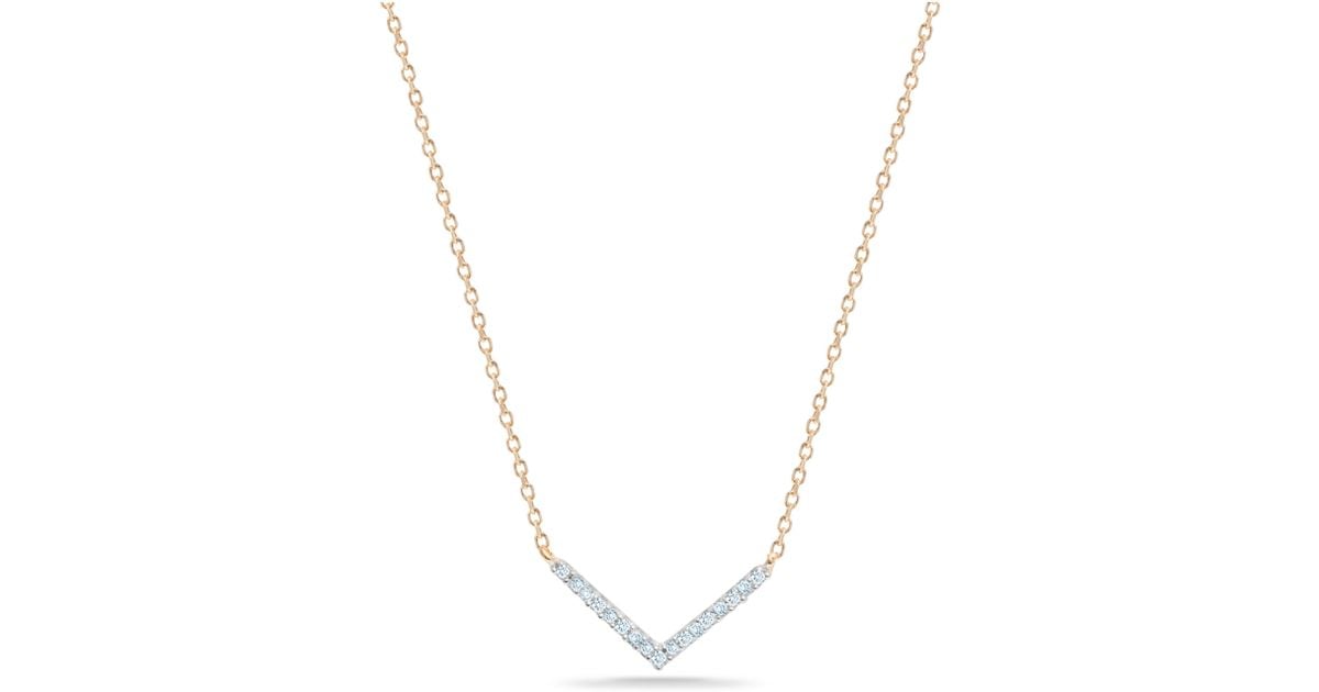 Club monaco Adina Reyter Pavé V Necklace in Metallic
