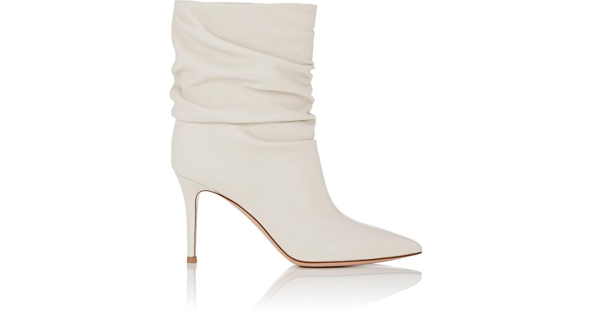 Lyst - Gianvito Rossi Cecile Leather Slouchy Ankle Boots in White