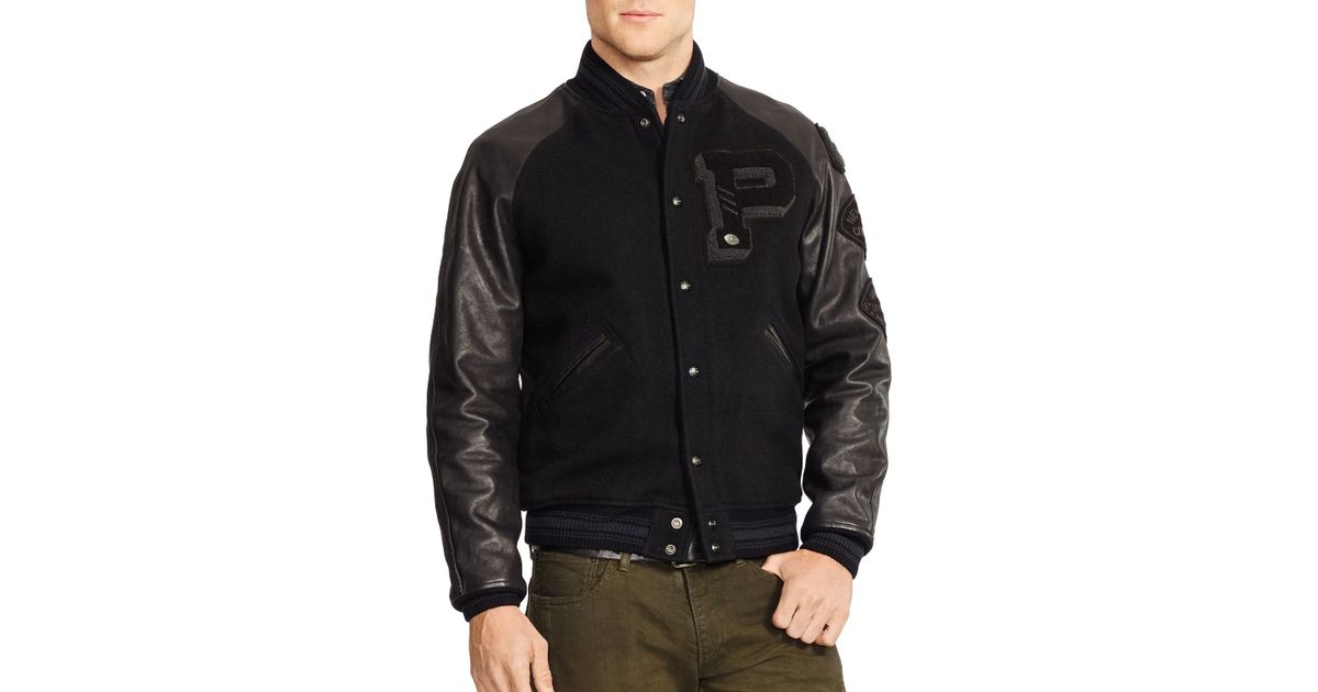 Lyst Ralph Lauren Polo Wool And Leather Varsity Jacket In Black Lyst Ralph Lauren Polo Wool And Leather Varsity Jacket In Black For Men