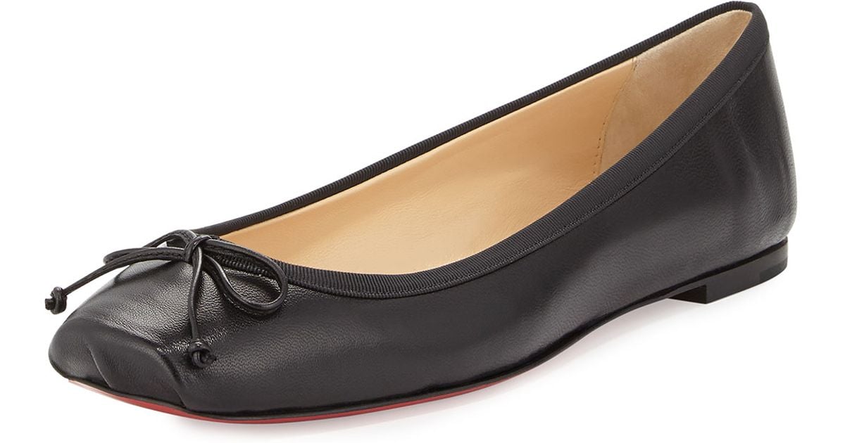 Christian louboutin Square-Toe Ballerina Flat in Black | Lyst