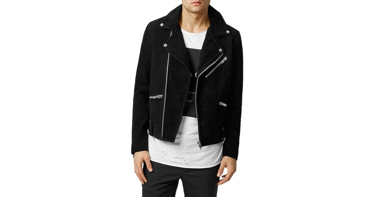 Lyst Topman Black Suede Biker Jacket In For Men