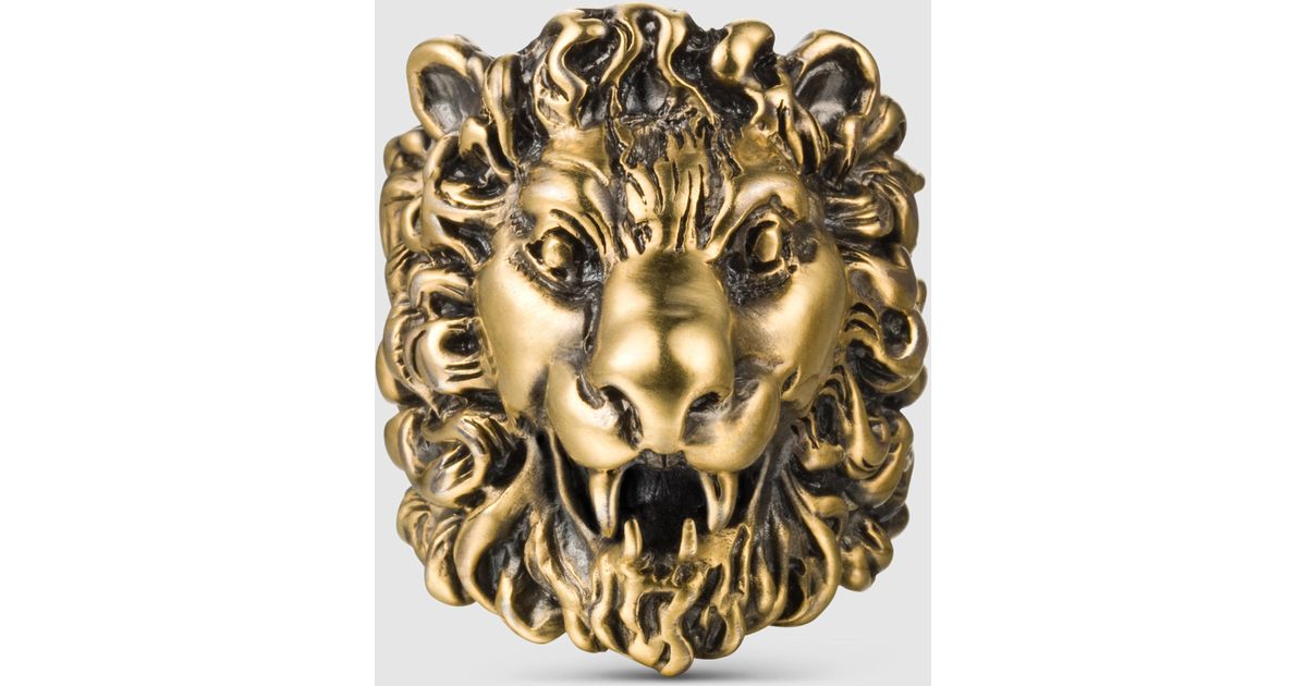 gucci mens lion ring
