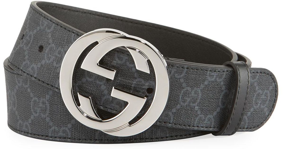 Gucci Gg Supreme Belt With G Buckle in Black | Lyst