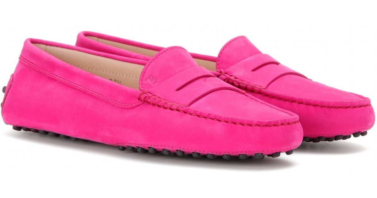 Tods Gommini Suede Loafers In Pink Lyst 5214