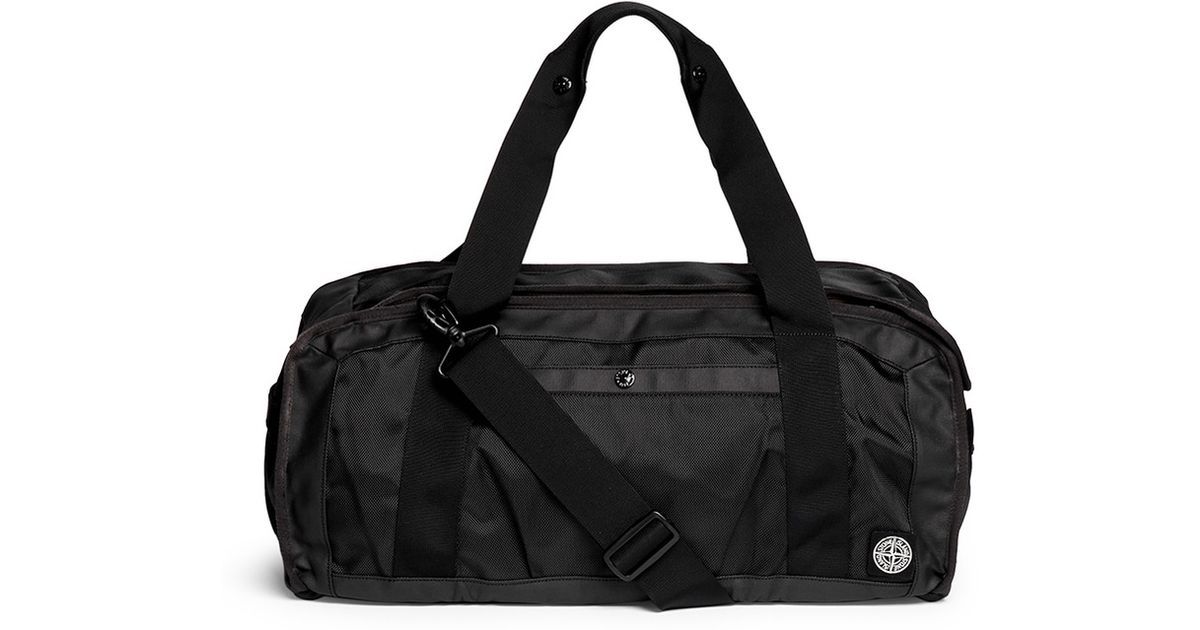 Lyst Stone Island Coated Canvas Weekend Bag In Black For Men