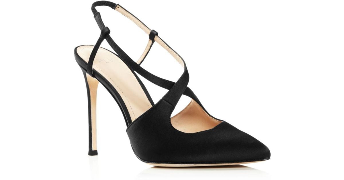 Pour La Victoire Black Women's Cerry Pointed Toe Satin Slingback High heel Pumps Lyst Pour La Victoire Black Women's Cerry Pointed Toe Satin Slingback High heel Pumps Lyst