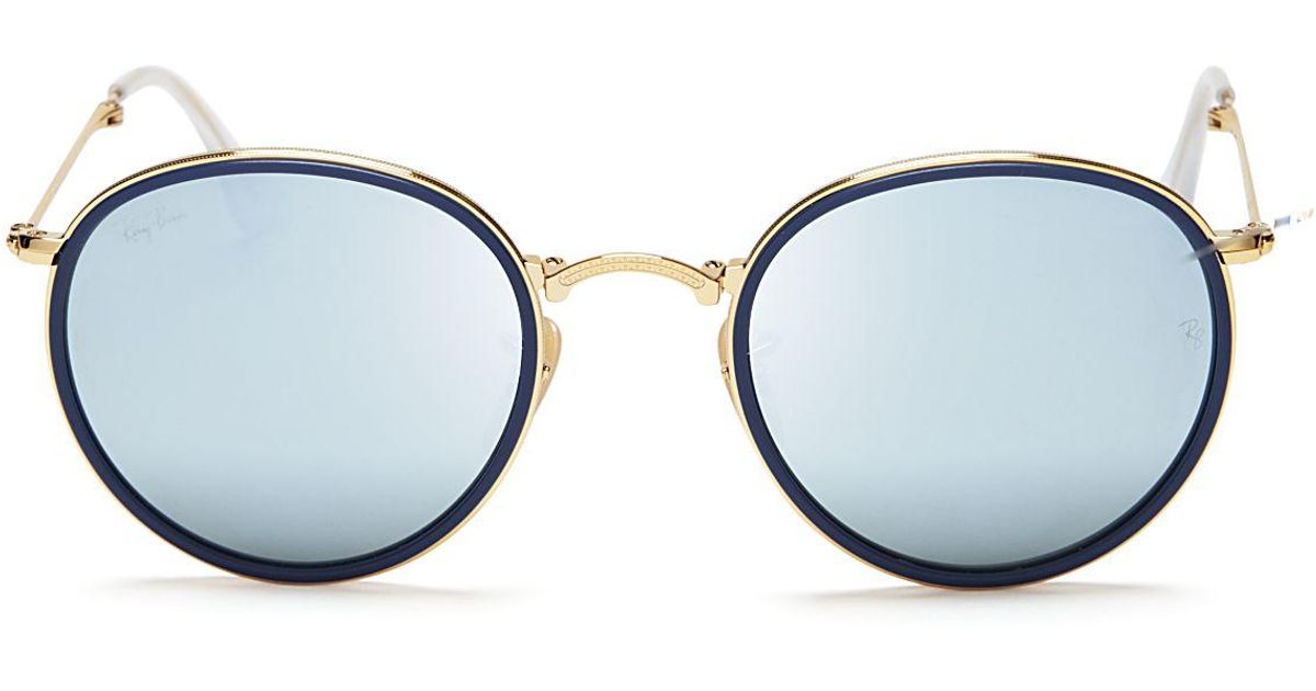 ray ban round mirrored sunglasses