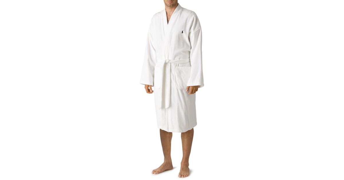 Polo ralph lauren Men's Kimono Cotton Velour Robe in White for Men | Lyst