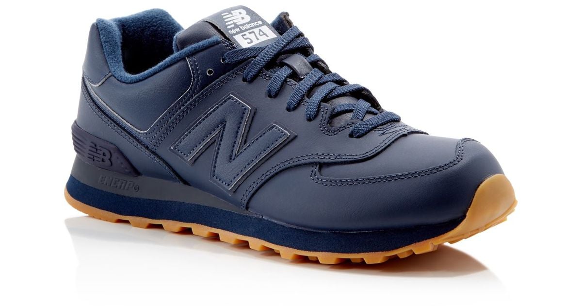 Lyst - New Balance 574 Leather Lace Up Sneakers in Blue for Men