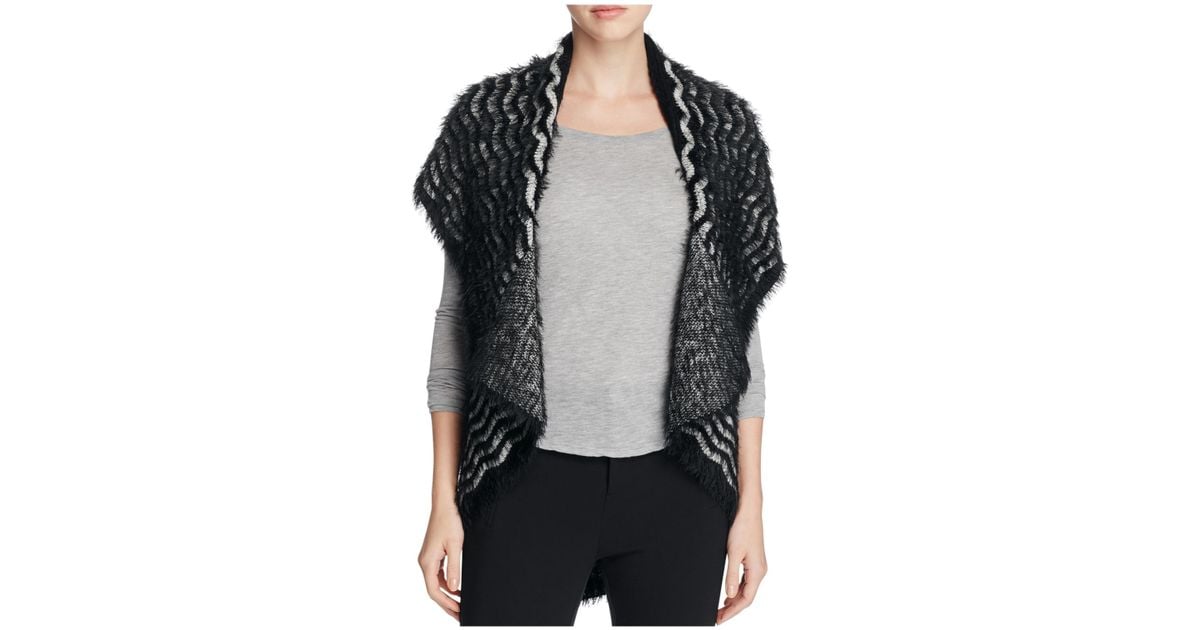 Lyst - Sioni Chevron Eyelash Knit Vest in Black