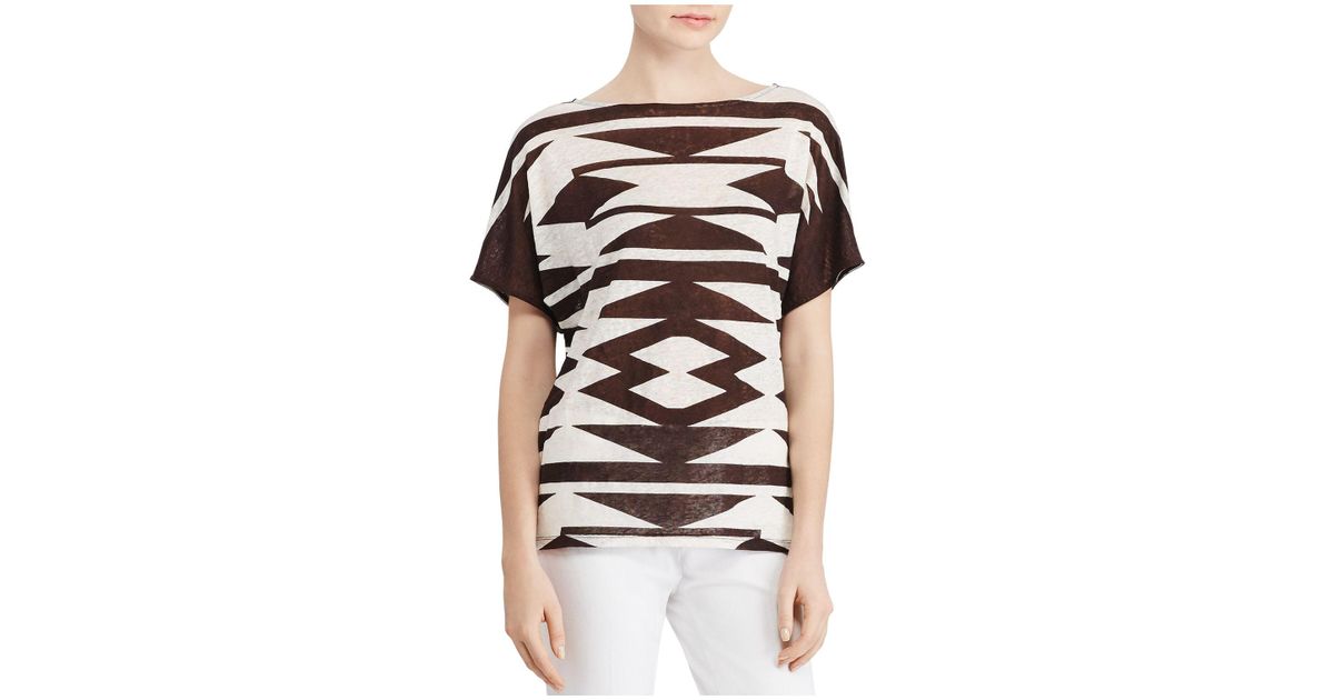Ralph lauren Lauren Linen Geometric Print Top | Lyst