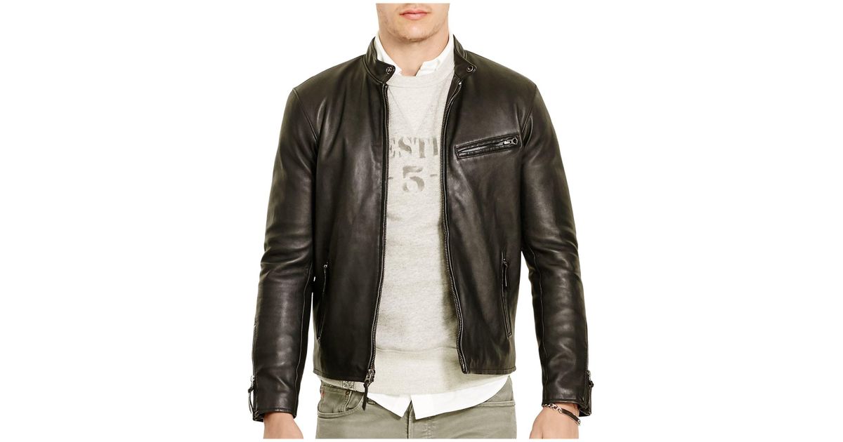 Lyst Polo Ralph Lauren Lambskin Leather Café Racer Jacket In Black Lyst Polo Ralph Lauren Lambskin Leather Café Racer Jacket In Black For Men