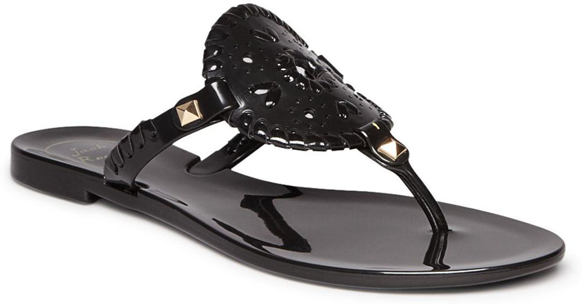 Jack rogers Georgica Jelly Thong Sandals in Black | Lyst