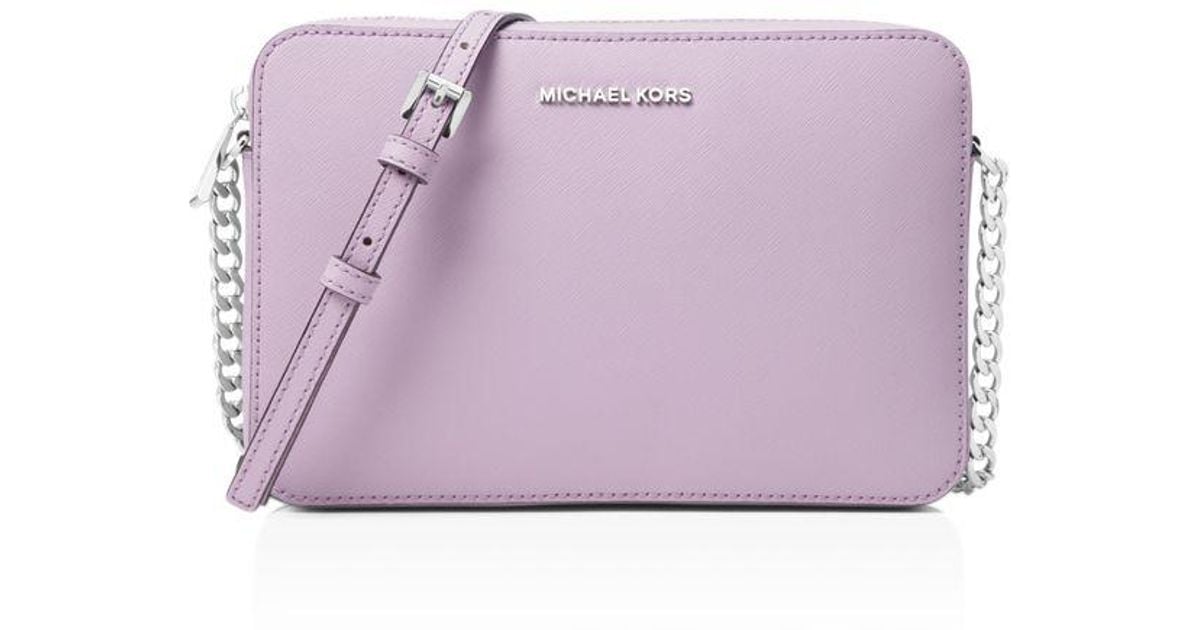 Lyst Michael Kors Jet Set Large Saffiano Leather Crossbody Lyst Michael Kors Jet Set Large Saffiano Leather Crossbody In Purple