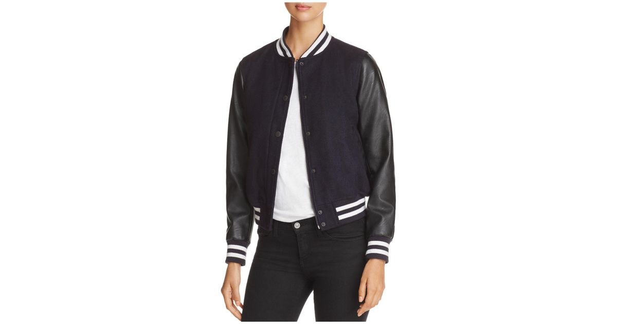 Lyst Levi S Faux Leather Sleeve Varsity Jacket In Blue