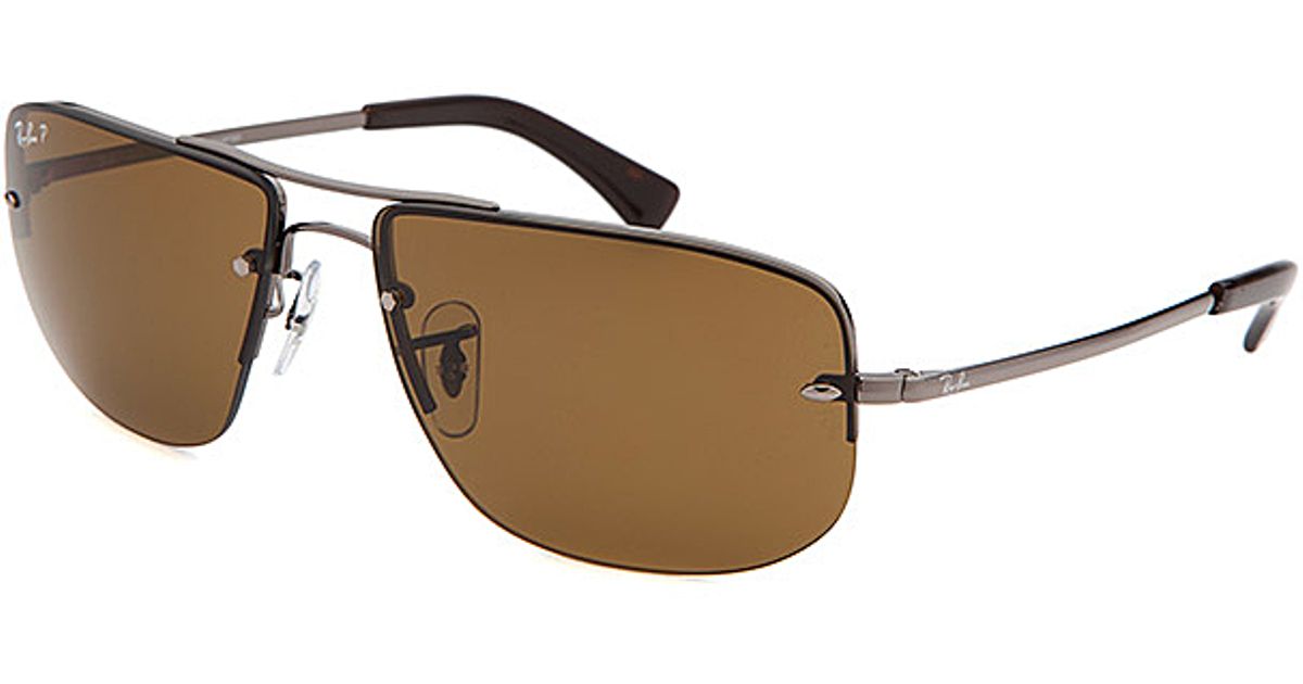 Ray-ban Men's Semi-rimless Gunmetal Sunglasses in Gray for Men ...