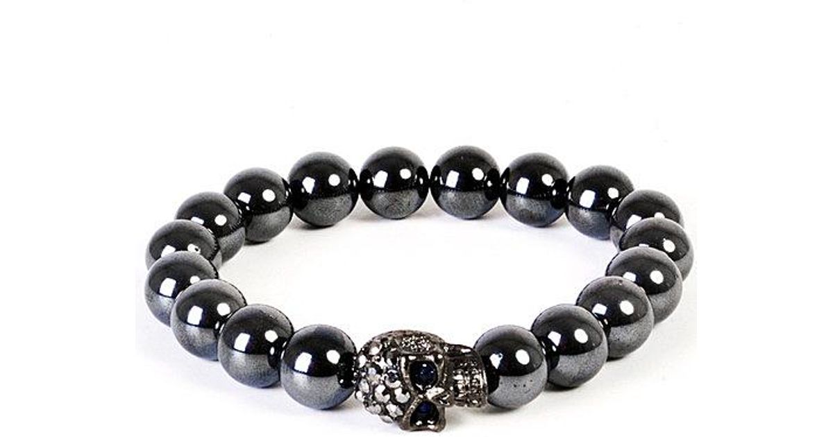 Lyst Eklexic Men S Gunmetal Skull Hemae Bead Bracelet 8mm Lyst Eklexic Men S Gunmetal Skull Hemae Bead Bracelet 8mm Beads In Gray For
