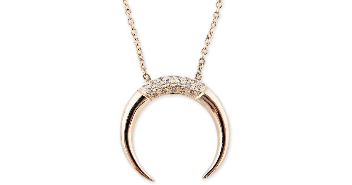 Lyst Jacquie Aiche Partial Pave Crescent Horn Necklace In Metallic