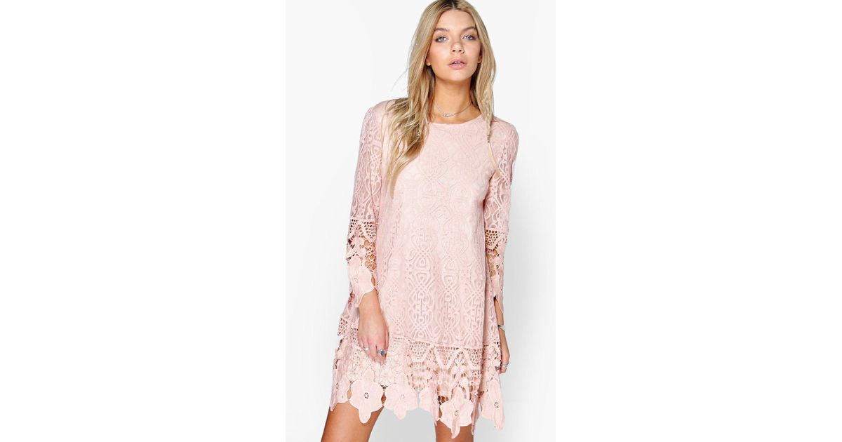 Boohoo Lace Sleeve Smock Dress Black | spree.co.za | spree.co.za