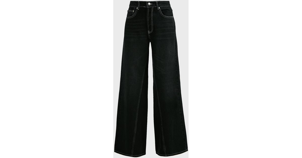 Ganni Denim Wide-leg Jeans in Black - Lyst