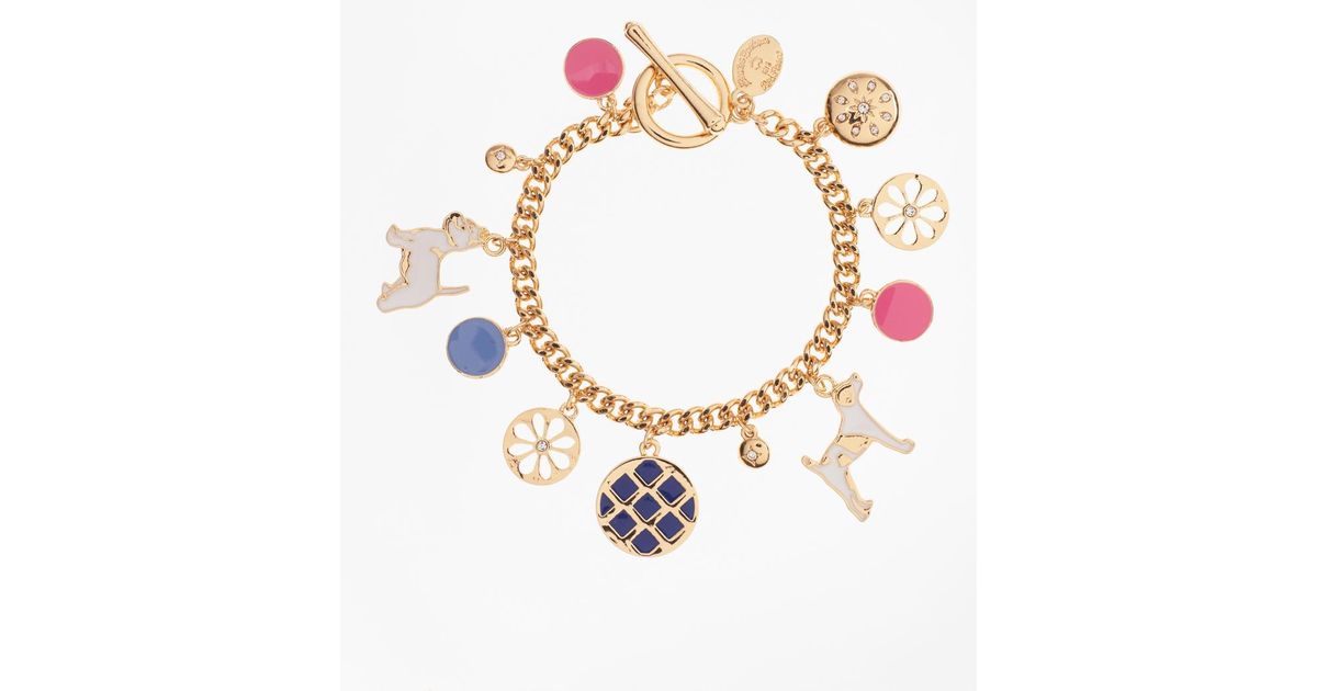 Lyst Brooks Brothers Enamel Dog Charm Bracelet In Metallic