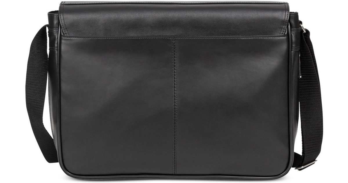 Kenneth Cole Reaction Black Manhattan Leather What A Bag Expandable Flapover 15 Computer Messenger For Men