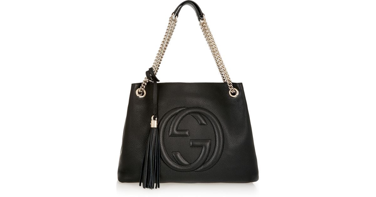 Gucci Soho Medium Textured-leather Shoulder Bag in Black | Lyst