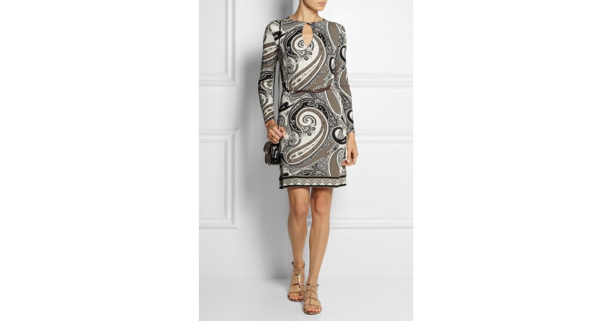 Lyst Etro Paisley Print Stretch Crepe Dress In White 8024