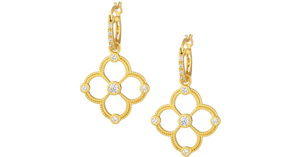 Lyst Freida Rothman 14k Gold Plated Open Clover Earrings In Metallic