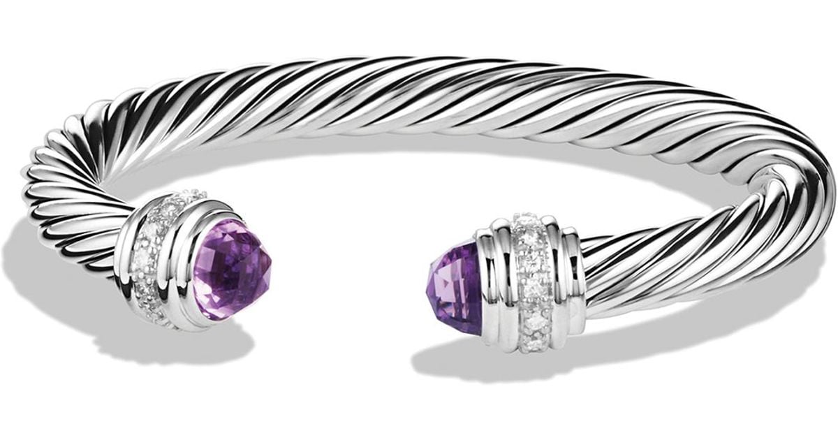 Lyst David Yurman Cable Clics Bracelet With Amethyst Diamonds Lyst David Yurman Cable Clics Bracelet With Amethyst Diamonds In Metallic