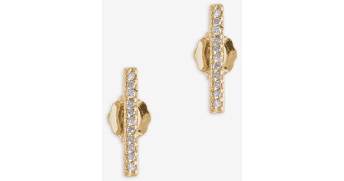 Adina reyter Pave Diamond Bar Earring in Metallic