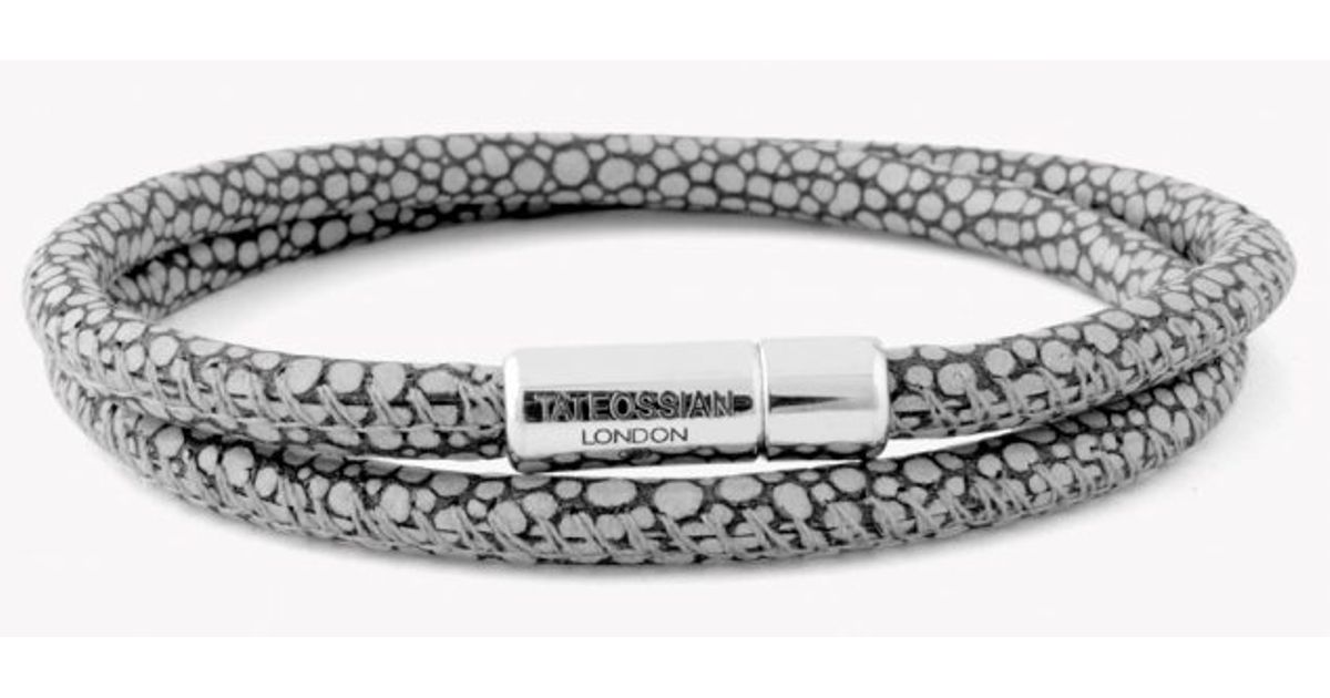 Lyst Tateossian Double Wrap Scoubidou Grey Stingray Bracelet With Lyst Tateossian Double Wrap Scoubidou Grey Stingray Bracelet With Silver Clasp In Gray For Men