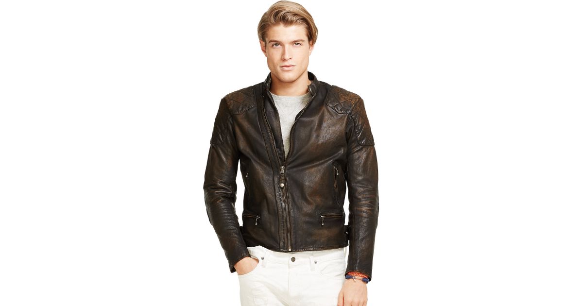 Lyst Polo Ralph Lauren Leather Café Racer Jacket In Brown For Men