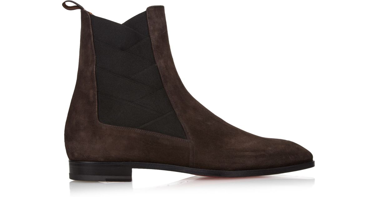 Christian louboutin Brian Suede Ankle Boots in Brown for Men | Lyst  