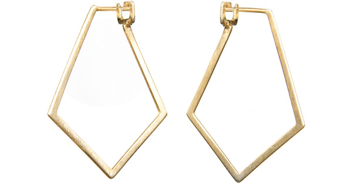 Lyst Dutch Basics Ruit Creole Earrings Gold In Metallic
