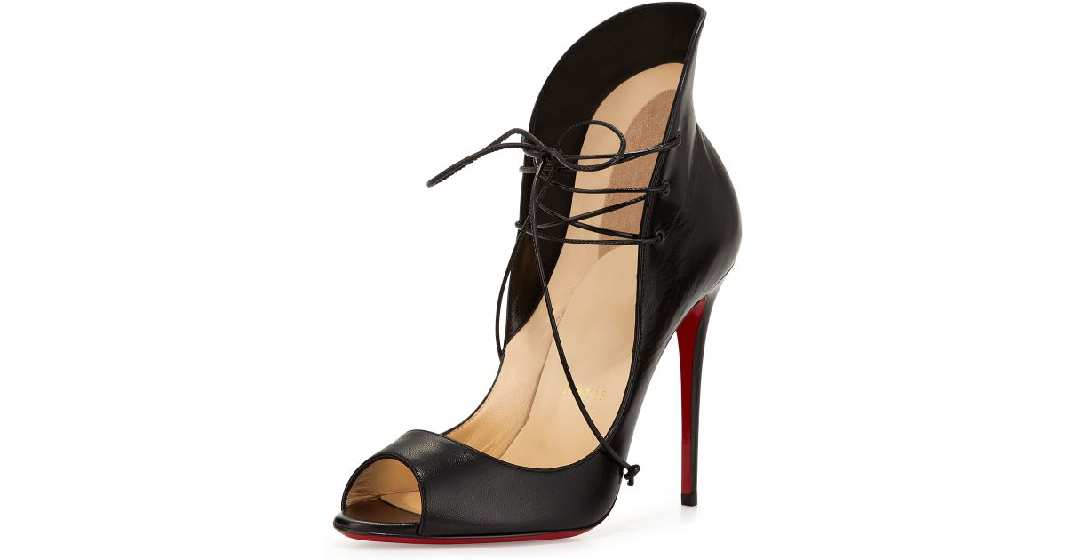 fake louboutin shoes online - Christian louboutin Mega Vamp Lace-up Red Sole Pump in Black | Lyst