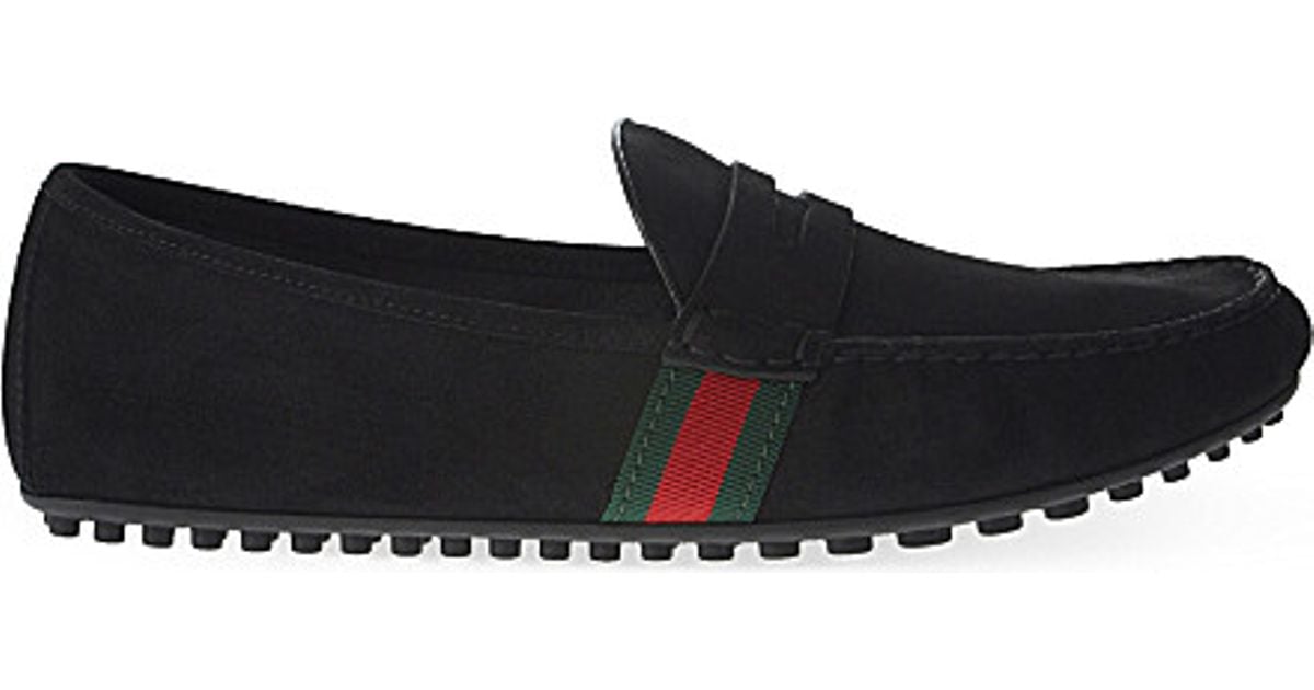 Lyst Gucci Kanye Suede Web Driving Shoes in Black for Men
