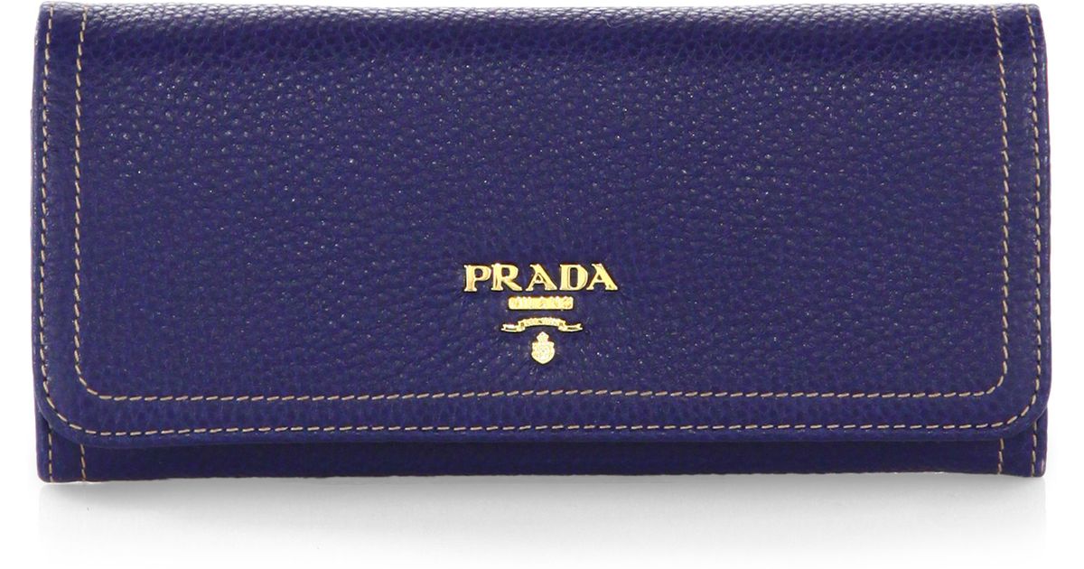 prada navy leather wallet  