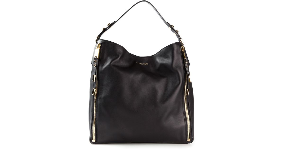 Lyst Michael Kors Large Miranda Zipper Shoulder Bag In Black