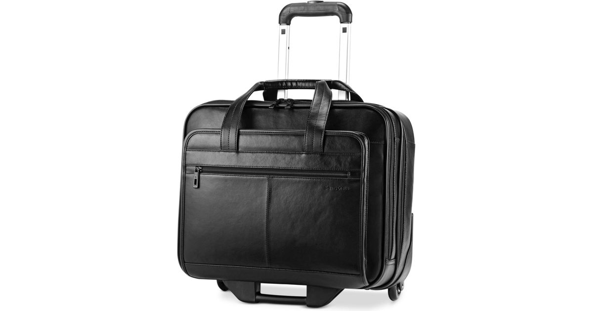 Samsonite Leather Rolling Mobile Office Briefcase in Black for Men ...