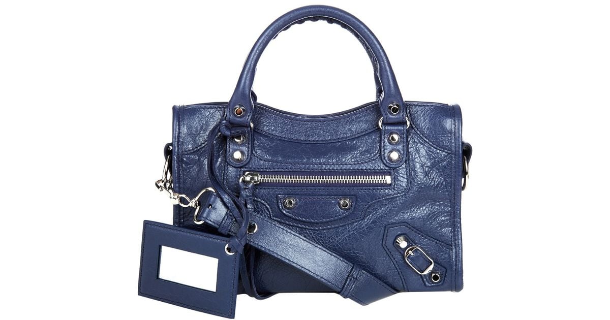 Lyst - Balenciaga Classic Mini City Leather Cross-body Bag in Blue