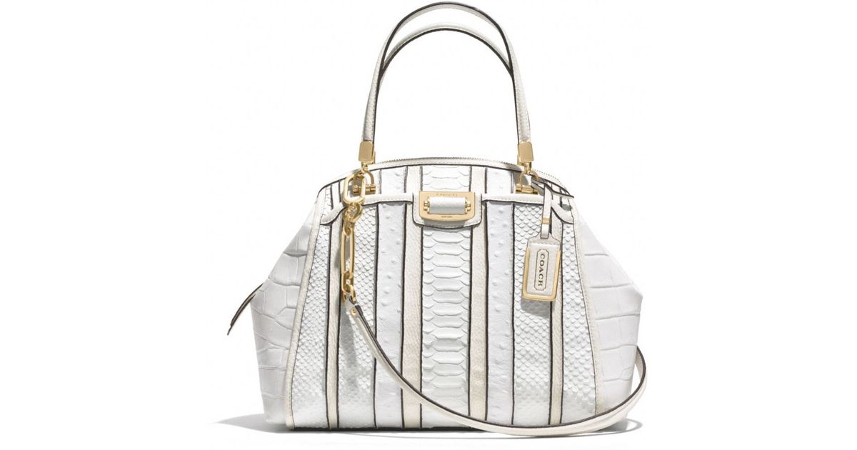 Lyst - Coach Madison Domed Satchel in Exotic Stripe Leather