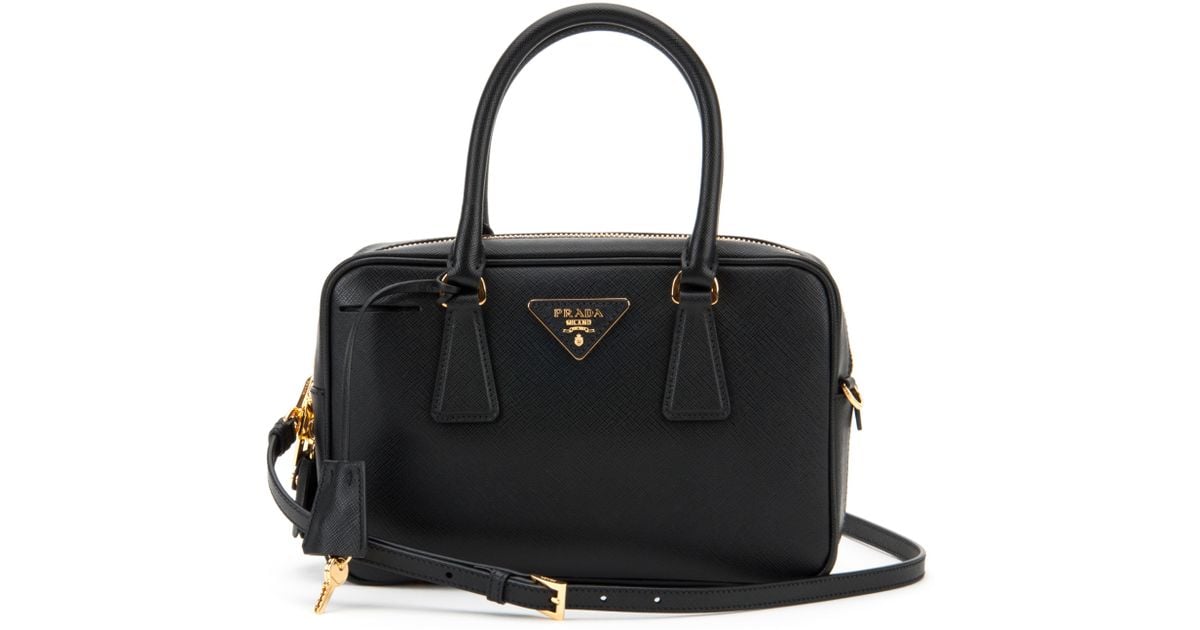 Prada Saffiano Lux Bowling Bag in Black (NERO) | Lyst  